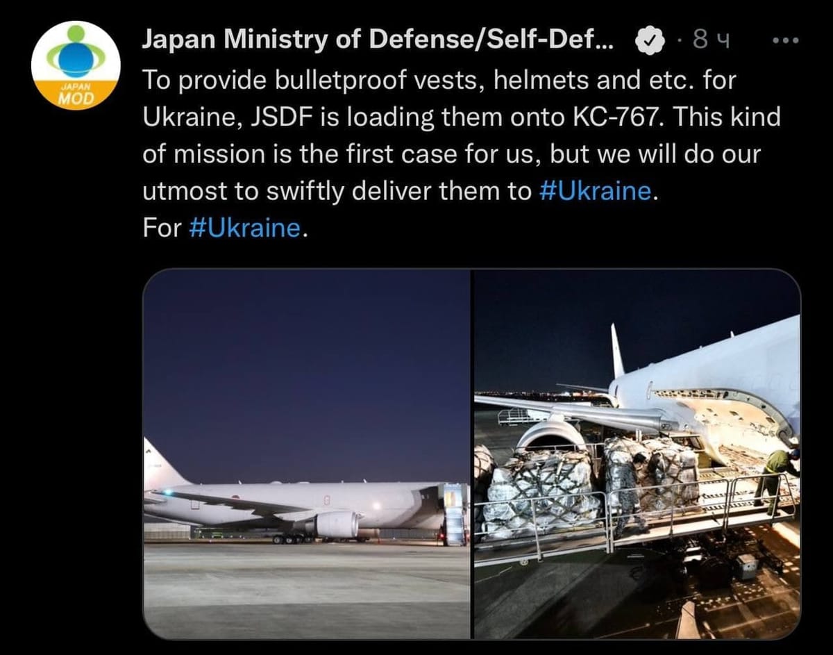 Japan began supplying weapons to Ukraine