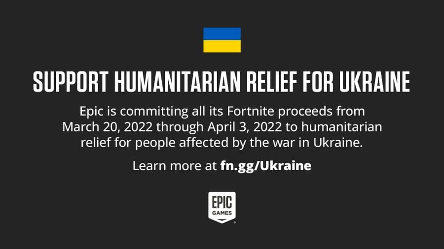 Fortnite Developer Epic Games Has Made a Commitment to Help Provide Humanitarian Relief in Ukraine