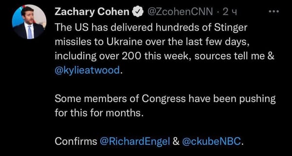 Ukraine receives Stinger from US