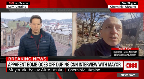 An Explosion Interrupted a Live Interview With the Mayor of Chernihiv on CNN
