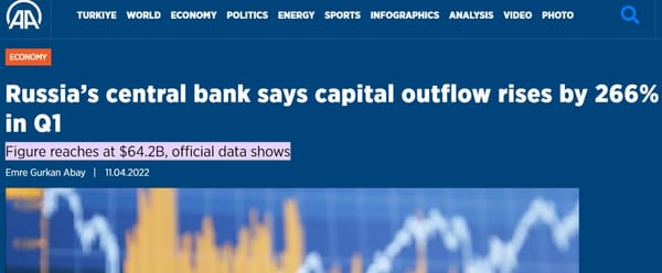 Capital Outflow From Russia in the First Quarter of 2022 Is $64 Billion