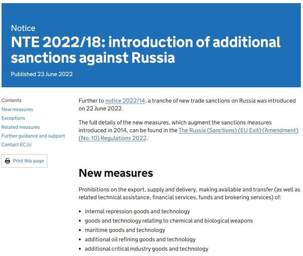 UK Announces New Sanctions Against Russia