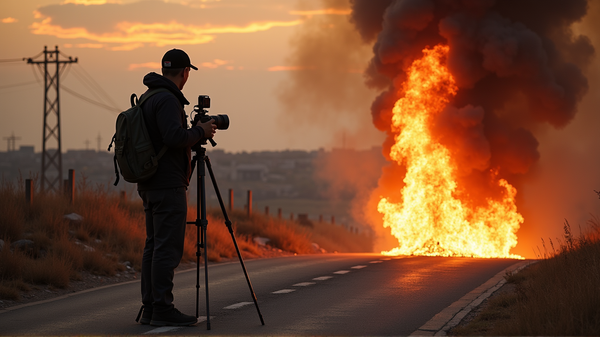Dramatic Scenes as Smoldering Projectile Lies on Israeli Road